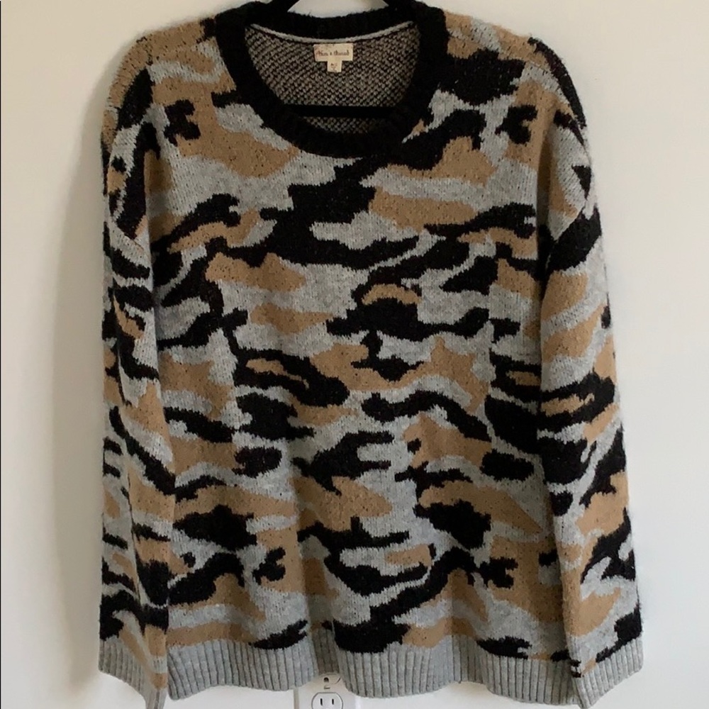 Tan and black camouflage sweater